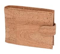 Simaru Cartera Billetera Vegana de Corcho para Hombre con Bloqueo RFID, Doble Apertura con Cierre de Botón, Ventana para DNI, Fotos y Ranuras para Tarjetas Extra (Beis)