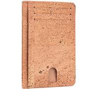 Simaru Cartera de corcho vegano con protección RFID - Cartera delgada para hombre y mujer, ideal para uso diario y viajes, 6 ranuras para tarjetas, ventana para identificación, sostenible y