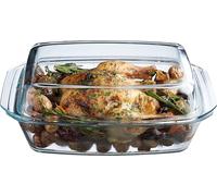 Simax Cacerola de vidrio grande, apta para horno con tapa, plato de vidrio cubierto oblongo para hornear, servir, cocinar, microondas y lavavajillas, capacidad de 3 cuartos de galón