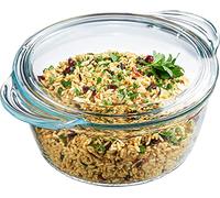 Simax Cacerola redonda de cristal con tapa - Capacidad 2,8 L + 0,5 L con tapa - Medidas Ø22,8 x 12,6 cm - Vidrio de borosilicato resistente al calor - 6706/6716