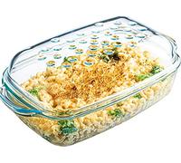 Simax Sartén rectangular de vidrio transparente con tapa (crestas elevadas para cocinar sin grasa, vidrio borosilicato duradero, apto para microondas y lavavajillas, fabricado en Europa, 3 cuartos