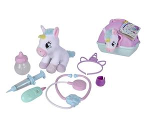 Simba 105542140 - Maleta de médico con Unicornio de Peluche, 20 cm, maletín de 23 x 20 cm para Abrir, a Partir de 3 años