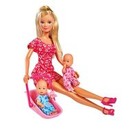 Simba-105730211 Muñeca 29cm con dos bebés, Multicolor (105730211)