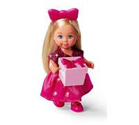 Simba 105733599 Evi Love Surprise, 2 Veces Surtidos, Solo se Entrega un artículo, muñeca con un Bonito Vestido de Purpurina con Lazo y Regalo Sorpresa, muñeca de Juguete de 12 cm, a Partir de 3 años