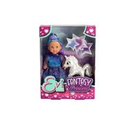 Simba 105733868 Evi Love Fantasy Princess, muñeca con un Vestido de Cuento de Hadas con Unicornio Brillante, muñeca de 12 cm, a Partir de 3 años