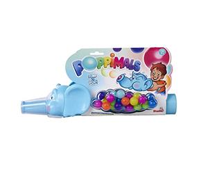Simba 105953083 Poppimals - Cañón de Pelota (35 cm), Divertido Juguete para niños a Partir de 3 años, cañón Azul con 20 Bolas de Colores, con Mecanismo de Bombeo y trompa de Silicona