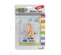 Simba 106334635 Art & Fun Water Colouring Book Safari, incluye figura de jirafa, colorear con el lápiz de agua Water Pen y 4 motivos de animales, juguete mágico de agua para niños a partir de 3 años