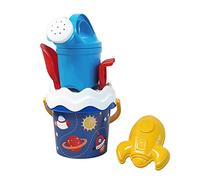 Simba 107114607 Space Baby - Juego de Cubos de Arena (6 Piezas, tamiz, Forma de Arena, Pala, rastrillo, vertidor, 11 cm, diámetro: 14 cm, a Partir de 10 Meses)