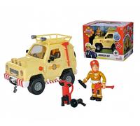 Simba 109252511 - Camión de Bomberos Sam 4 x 4 con Figura, Coche de Bomberos de 15 cm, con luz, Puertas para Abrir, Accesorios, a Partir de 3 años, Exclusivo en Amazon