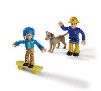 Simba 109252515 - Juego de figuras de Sam el bombero, paquete doble con animal, figura de 7,5 cm, móvil, con accesorios, 4 compartimentos surtidos, a partir de 3 años, sin posibilidad de preselección