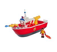 Simba Bote de Bomberos Sam Le Bomber Titanio 32 cm, flotante, cañones de agua, figura 3+