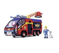 Simba 109252595 Figura de Júpiter Bombero, camión de Bomberos, Sam y Radar, Efectos de luz, Sirena, Escalera giratoria, Flechas de Agua, Plataforma para Quad, 32 cm, Accesorios, a Partir de 3 años