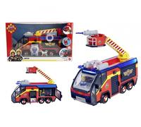 Simba 109252595 Figura de Júpiter Bombero, camión de Bomberos, Sam y Radar, Efectos de luz, Sirena, Escalera giratoria, Flechas de Agua, Plataforma para Quad, 32 cm, Accesorios, a Partir de 3 años
