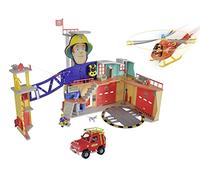 Simba 109252613 - Estación de Bomberos Mega XXL con helicóptero Wallaby, Coche de Bomberos 4x4 (Rojo) y Figuras de Sam, Tom & Penny, Juguete para niños a Partir de 3 años