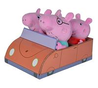 Simba 109261006 Peppa Pig Peluches, Familia Pig en Caja Coche, Rosa/Multicolor