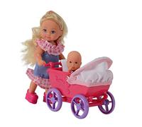 Simba 5736241 Toys Evi Love- Muñeca Evi 12cm con Carrito de Paseo Bebé, Múltiples Accesorios, Dos Modelos Disponibles, recibirás un Modelo de Forma aleatoria, para niños a Partir de 3 años