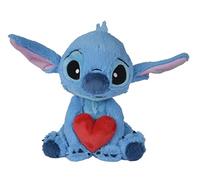 Simba 6315876995 Disney Lilo & Stitch, Stitch, Peluche con Corazón, San Valentín, Amor, 25 cm, Azul y Rojo, a Partir de 0 años