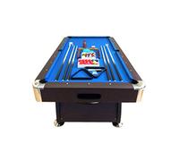 Simba 8 Piedi Vintage Blu- Mesa de billar profesional, 220 x 110 cm, 150 kg, color marrón con esquinas cromadas y tela azul.