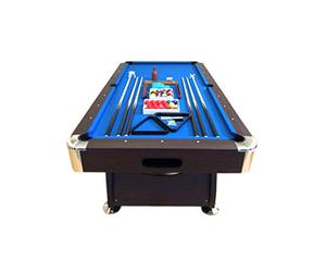 Simba 8 Piedi Vintage Blu- Mesa de billar profesional, 220 x 110 cm, 150 kg, color marrón con esquinas cromadas y tela azul.