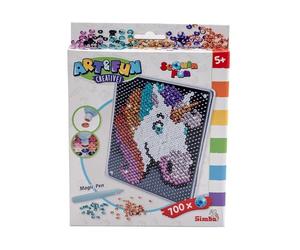 Simba A&F Set creativo unicornio lentejuelas, A&F Sequin, con bandeja 18x18 cm, plantilla doble cara, 700 lentejuelas, desde 5 años (106374703)