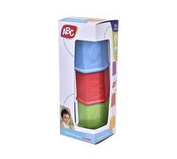 Simba ABC - Juego de 6 Vasos apilables hexagonales con números y Letras, Altura apilada 41 cm, Juguete de motricidad para bebés a Partir de 12 Meses