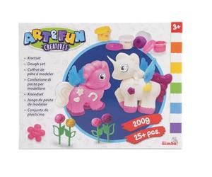 Simba Art and Fun 106326016 - Juego de amasar (4 x 50 g, 2 x Forma de Unicornio, Accesorios a Partir de 3 años)