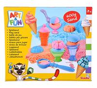 Simba Art and Fun - Juego de arena para helado, 3 x 200 g de arena, plataforma, 4 vasos, 1 molde, 1 cuchara, 1 cuchara, 1 cuchara, 1 x cuchara, rodillo y cuchillo, a partir de 3 años