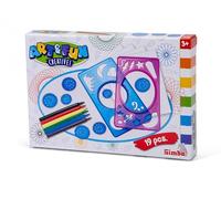 Simba Art and Fun - Juego de Plantillas de Pintura, 2 Plantillas, 7 Ruedas de Plantilla, 4 Papeles y 6 rotuladores, a Partir de 3 años