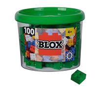 Simba Blox 104114532 - Blox 100 Bloques de construcción Verdes para niños a Partir de 3 años, 4 Piedras, en Lata, Totalmente Compatible con Muchos Otros Fabricantes, Color Verde