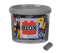 Simba Blox 104114539 - Blox, 40 Bloques de construcción Grises para niños a Partir de 3 años, 8 Piedras, en Lata, Totalmente Compatible con Muchos Otros Fabricantes