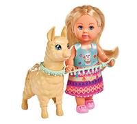 Simba Evi Love 105733497 - Muñeca con Mono de Alpaca y Correa, 12 cm, para niños a Partir de 3 años