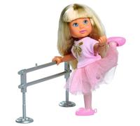 Simba Evi Love Ballet School - Muñeca con Bonito Traje de Bailarina con Barra de Ballet, Cuerpo Totalmente móvil, muñeca de 12 cm, a Partir de 3 años