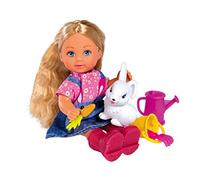 Simba Evi Love Cute Garden 105733442 - Muñeca de Juguete en Botas de Goma con Herramienta de jardín y Lindo Conejo, 12 cm, a Partir de 3 años