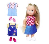 Simba Evi Love Fashion, muñeca de Juguete con un Bonito Vestido Vaquero, Incluye Dos Trajes más, con Bonitos Estampados y Zapatillas, 12 cm, a Partir de 3 años