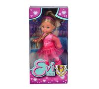 Simba Evi Love Ice Skating 105733645 Muñeca de Juguete como Patinadora artística en un Disfraz Rosa, con Patines de Hielo, Medalla, Cinta para el Pelo, 12 cm, a Partir de 3 años