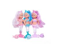 Simba Evi Love Muñeca Sirena 12 cm con Cola Mágica con Purpurina y Pez Mascota, Muñequita con Pelo Largo, 3 Surtidos, 1 Modelo Enviado al Azar, No se Puede Elegir, Juguete Niños 3+ (105733958)