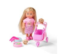 Simba Evi Love Playground - Muñeca de 12 cm en Juego de Juegos con 3 Animales y Accesorios, Bonito Juego de rol para niños a Partir de 3 años