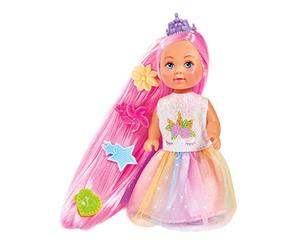 Simba Evi Love Rainbow Princess 105733505 - Muñeca de Princesa arcoíris con Pelo Largo, 4 Clips para el Pelo y Cepillo, 12 cm, para niños a Partir de 3 años