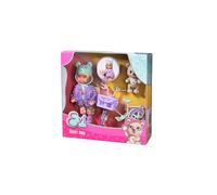 Evi Love Teddy Bike, muñeca de juguete con una chaqueta mullida, con casco de oso, zapatos, bicicleta y peluche, 12 cm, a partir de 3 años