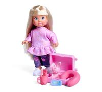 Simba Evi Love Travel Fun - Muñeca móvil con Estuche para Abrir y Accesorios, 12 cm, a Partir de 3 años