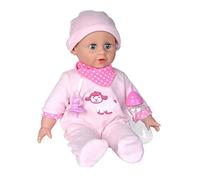 Simba Laura Bottle Feeding 105140009 - Muñeca de Cuerpo Blando con Ojos para Dormir, Bebe del biberón y Hace 24 Sonidos de bebé, Chupete y Botella, 38 cm, muñeca bebé a Partir de 2 años