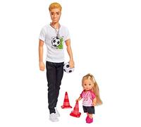 Simba Love Soccer Training Kevin como Entrenador de fútbol con Silbato y Evi como Futbolista con Pelota y pilones / 30 cm / 12 cm/para niños a Partir de 3 años