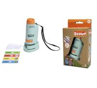 SIMBA Microscopio de Bolsillo Scout 109452666, con iluminación, Aumento de 60-180x, 4 ejemplos, 3 portaobjetos vacíos, 11 cm, a Partir de 5 años