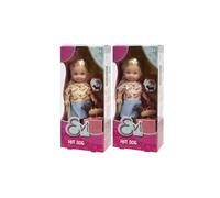 Simba Muñeca Evi Love Hotdog 12 cm, con Perro Salchicha Disfrazado de Perrito Caliente, Surtido Aleatorio de 2 Modelos, Apto para Jugar y coleccionar, +3 años, Colección Steffi & Evi (105733985)