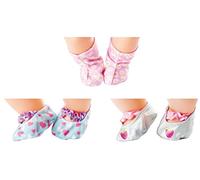 Simba New Born 105560017 - Juego de Zapatos para bebé, 3 Pares, Ropa para muñecas, Zapatos de Tela, para muñecas de 30-43 cm, Bailarinas, Botas, a Partir de 3 años