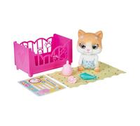Simba Pamper Petz Kitty - Bebé Interactivo para Gatos con función de hidratación y Humedad, Ojos para Dormir, pañal con Cambio de Color, Pata mágica y Cama apilable, a Partir de 3 años