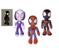Simba - Peluche Disney Spidey and his Amazing Friends de 25 cm, 6315875809009, +0 meses, Spidey, Ghost Spider, Miles Morales, ojos efecto glow in the dark, elección aleatoria