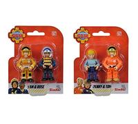 Simba - Sam el Bombero Conjunto de Dos Personajes, 10925285038, 3 años, Figuras de 7 cm, Sam+Tom, Penny+Tom, elección aleatoria