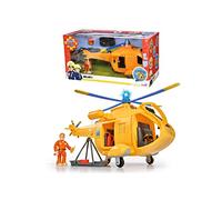 Simba - Sam el Bombero helicóptero Wallaby II, 34 cm, con Figura de acción, a Partir de 3 años