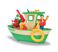 Smoby- Sam Le Pompier-Bateau de Pêche Flottant-Grue Mobile + Treuil Mécanique-1 Figurine Incluse Charlie Barco, Color Verde, Talla única (Simba 7/109251074002)